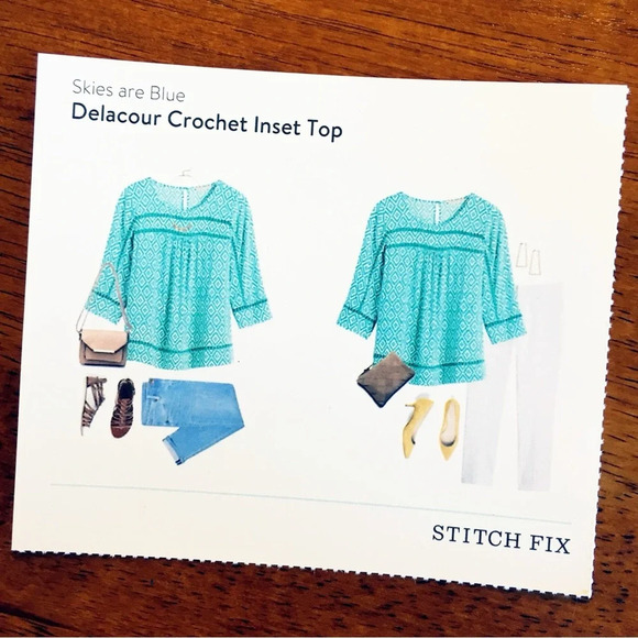 🙀 Skies are Blue Delacour Crochet Inset 3/4 Sleeve Top P2P 17” M| Stitch Fix - Picture 7 of 8